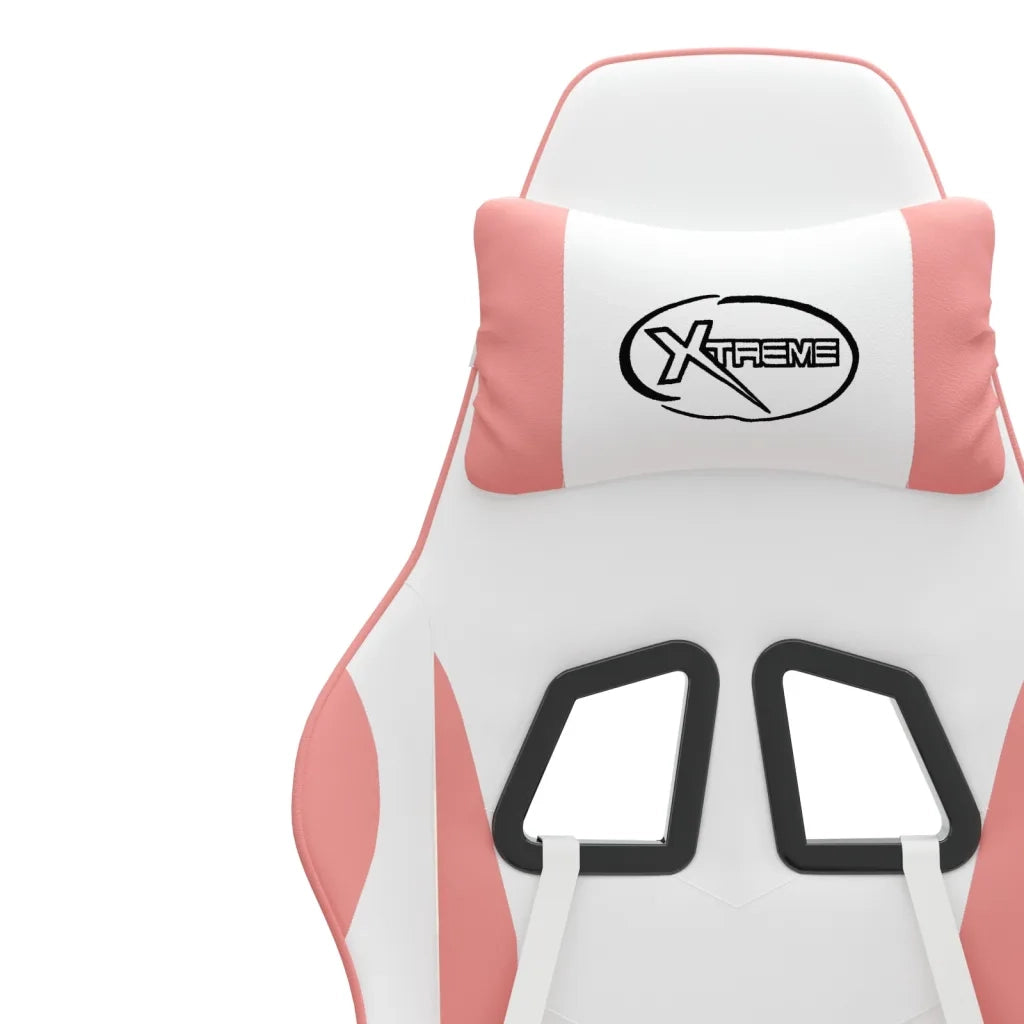 Sedia da Gaming Girevole Bianco e Rosa in Similpelle