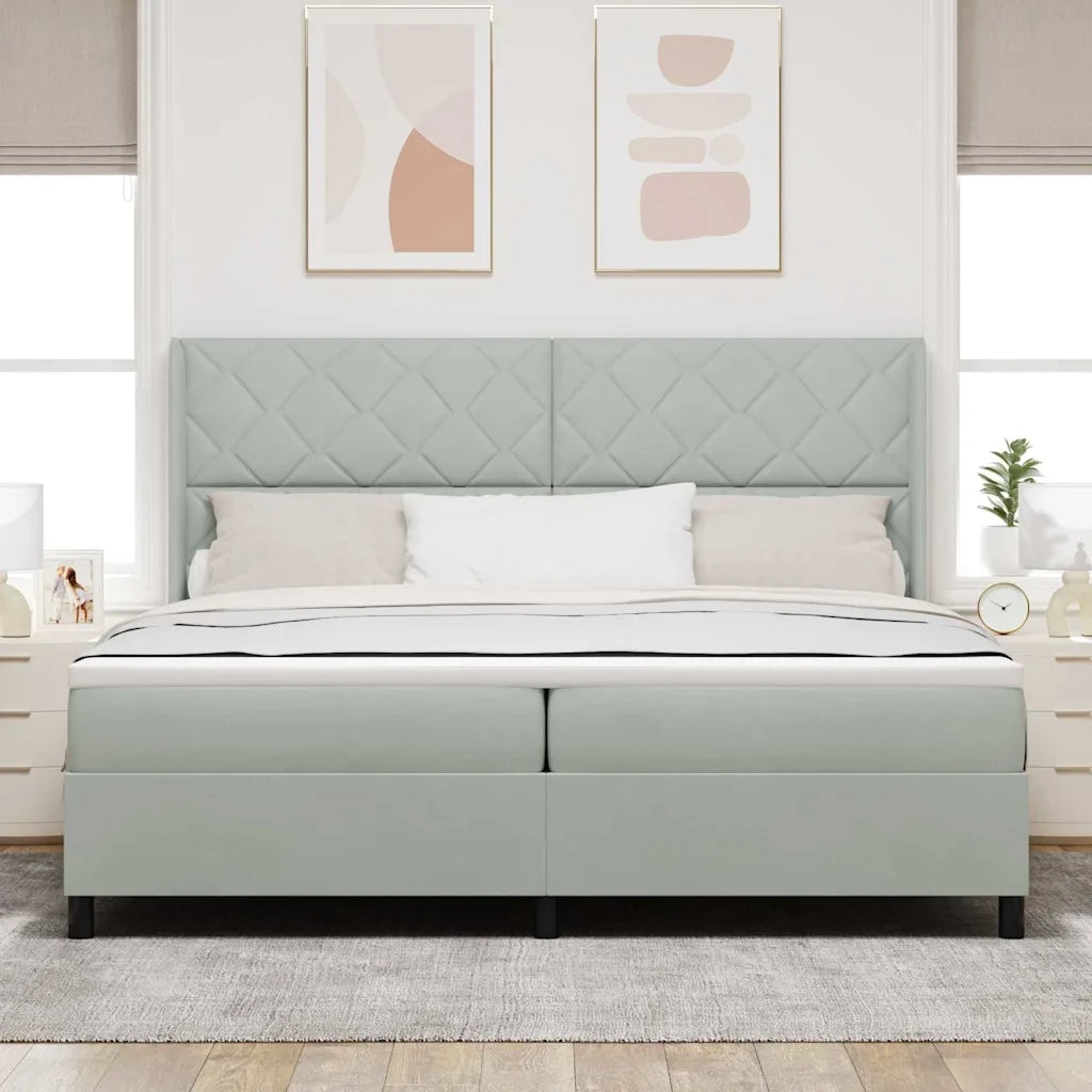 Letto a molle con materasso Grigio chiaro 200 x 200 cm Velluto 3342080