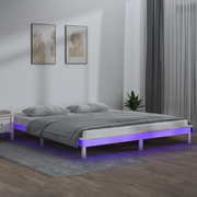 Giroletto con LED-Struttura Letto Bianco 160x200 cm in Legno Massello 729723