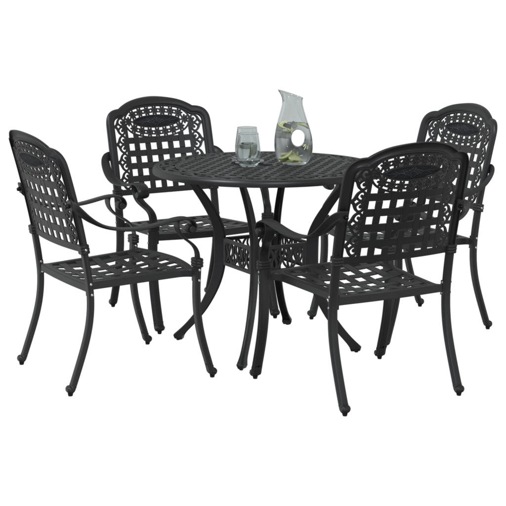 Set da Pranzo da Giardino in 5 Pezzi in Ghisa Nera