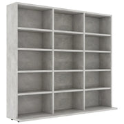 Mobile porta CD pratico 100 x 23 x 89,5 cm con 15 scomparti stile moderno legno composito grigio cemento 02_0047694