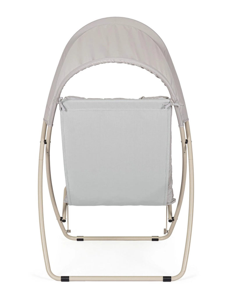 Poltrona da Giardino con Cuscini e Tettuccio 113x86x142h cm in Acciaio e Textilene Taito Grigio Chiaro