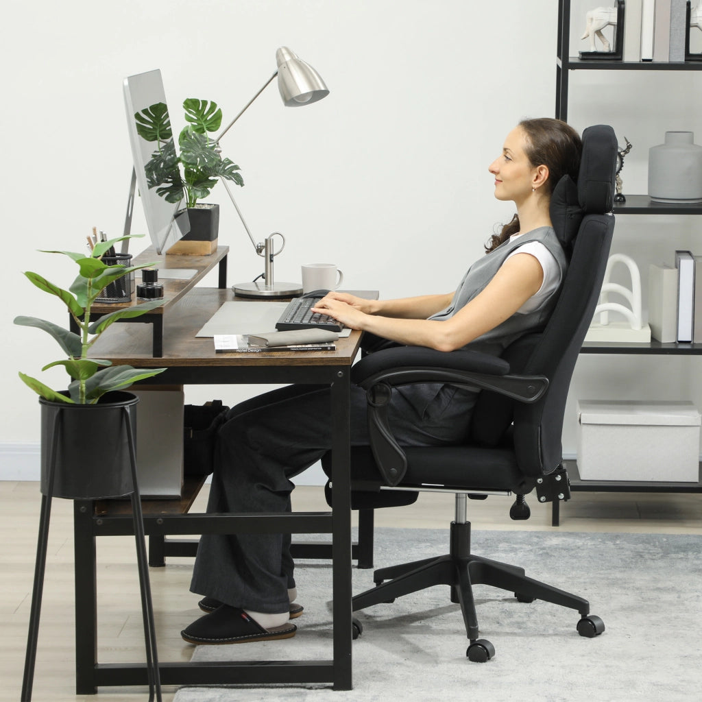 Sedia da ufficio reclinabile con poggiapiedi e rotelle ¨C zephmum ¨C nero 62x68x127 cm