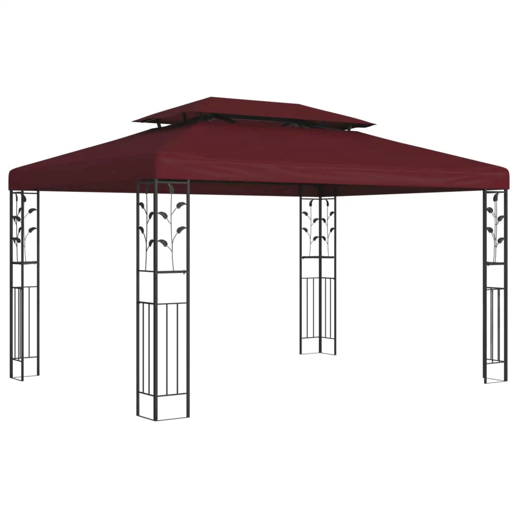 Gazebo 3,97 x 2,96 x 2,68 m Rosso Vino Poliestere e Acciaio 42030527