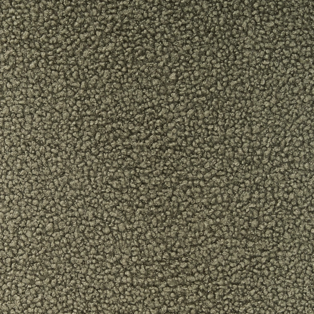 Poltrona verde e marrone chiaro con rivestimento in bouclé design retrò gambe in legno per soggiorno