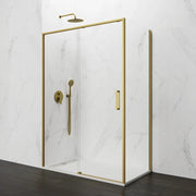 Box doccia angolare TWENTY fisso + scorrevole + laterale fisso 165x70 cm oro vetro trasparente