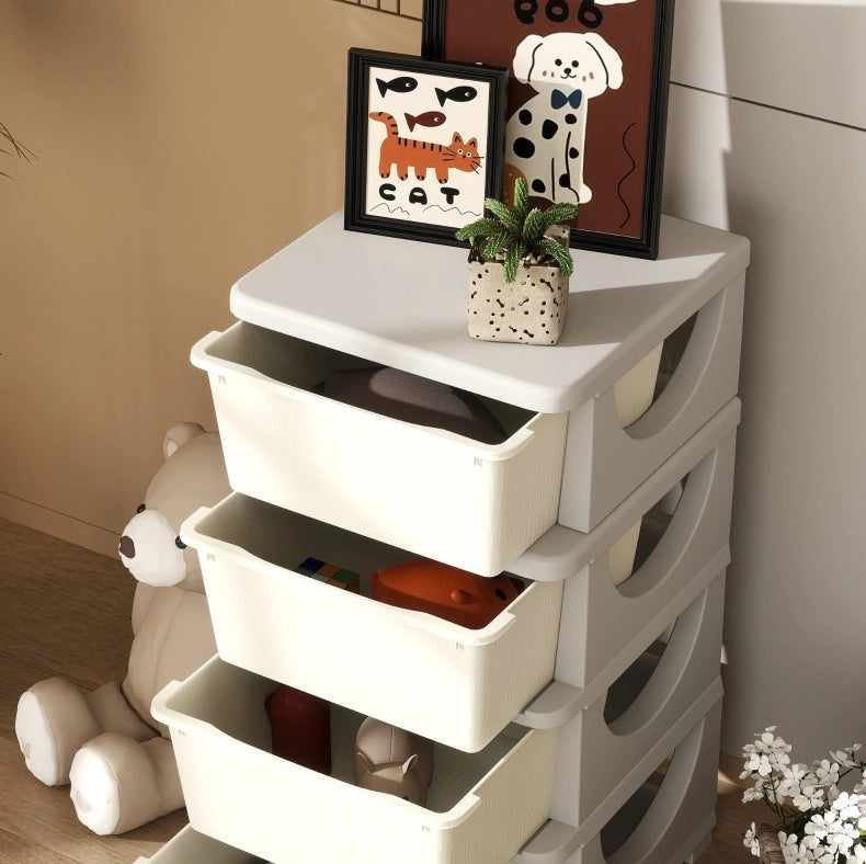 Mobile contenitore per bambini con 4 cassetti crema
