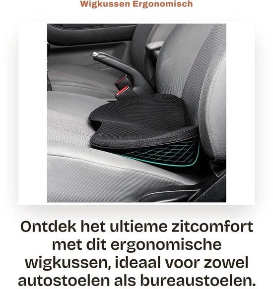 Sostegno Ergonomico per Auto - Cuscino per Sedile - Cuscino a Schiuma di Poliuretano - Cuscino per Sedia di Ufficio - Supporto per Dolore alla Schiena - Dimensioni 44 x 24 x 9,5 cm - Cuscino per Auto