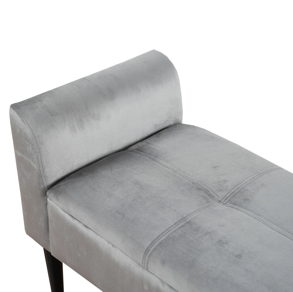 Panca imbottita 116x44x56 cm con bracciolo e motivo trapuntato in velluto e MDF grigio