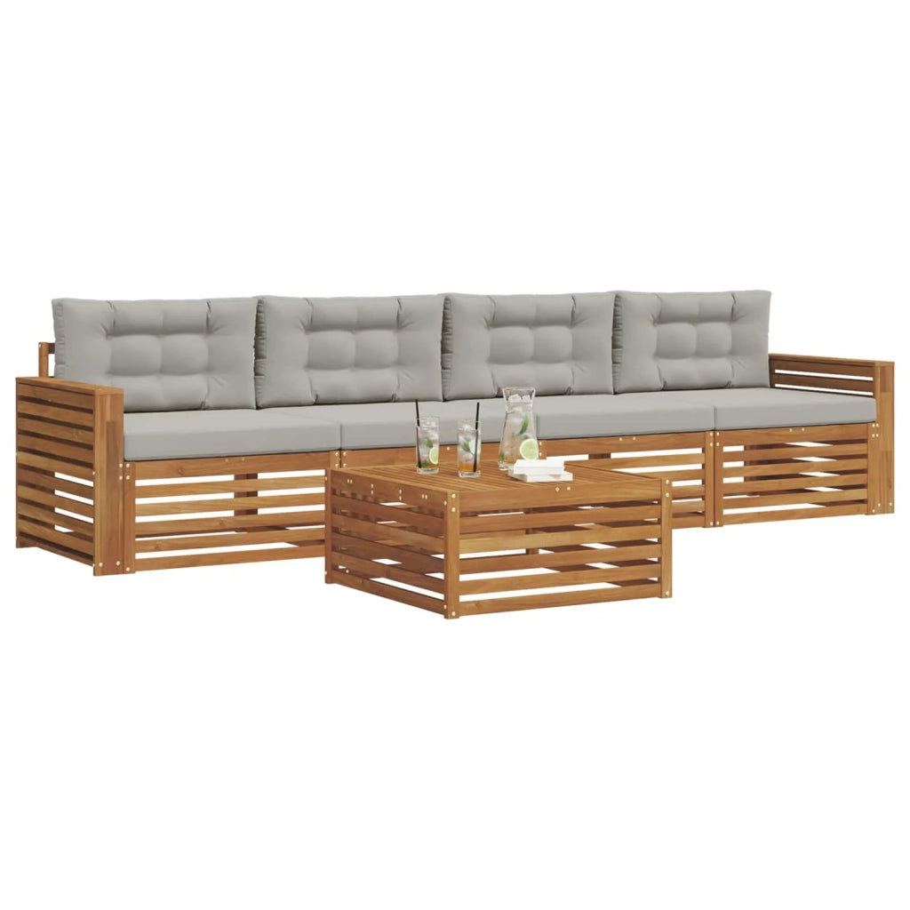 Set di divani da esterno 5 pcs Grigio Naturale e Chiaro 3372986