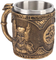 Tazza per bere - Materiale in acciaio inossidabile - Doppio strato - Resistente al calore - Disegno a forma di nave da pirati - Manuale - Dimensioni 9,5x13,5x10,5cm