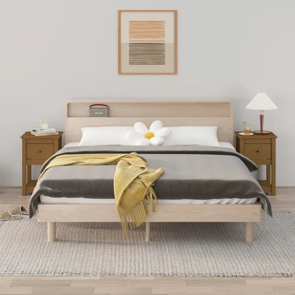 Comodini 2 pz-Set di 2 Tavolino da notte Ambra 40x35x61,5 cm in Legno Massello di Pino 712160