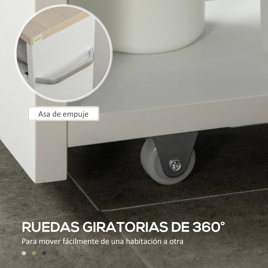 Carrello mobile da bagno con 3 ripiani ¨C zephmum ¨C 50x13x67,5 cm bianco