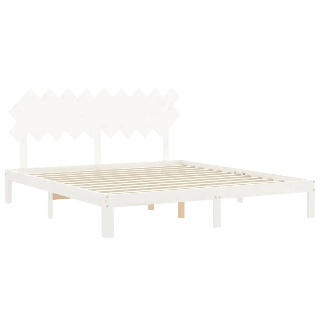 Giroletto Testiera Bianco Super King Size in Legno Massello