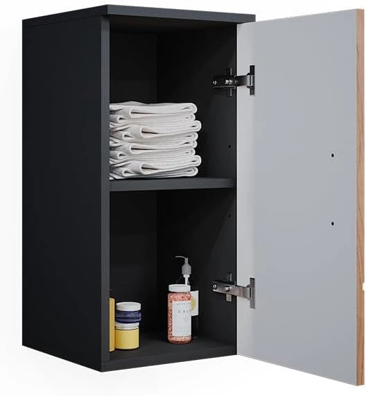Mobile bagno Irma, Quercia dorata/antracite, 30 x 59 cm, adatto al montaggio a parete e combinabile con altri mobili Irma