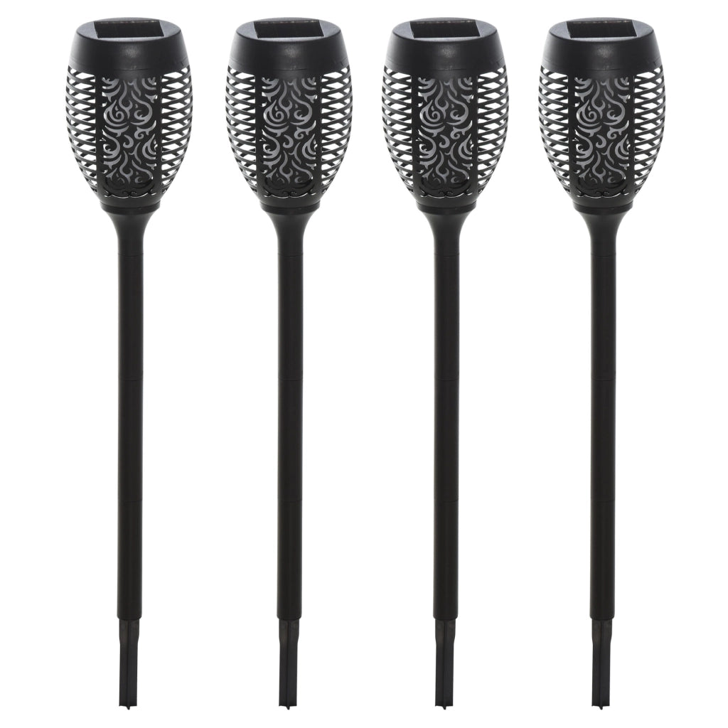 Set 4 Faretti da Esterno LED a Energia Solare con 4 Picchetti. in Plastica. ?12x72 cm. Nero