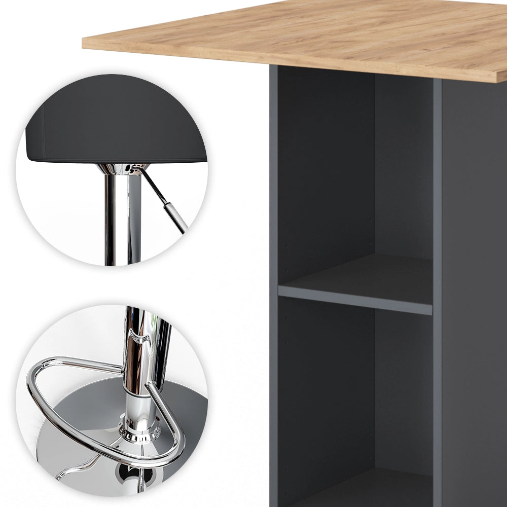 Vicco Tavolo bar con sgabelli Antracite 70 x 70 cm con 2 sgabelli da bar