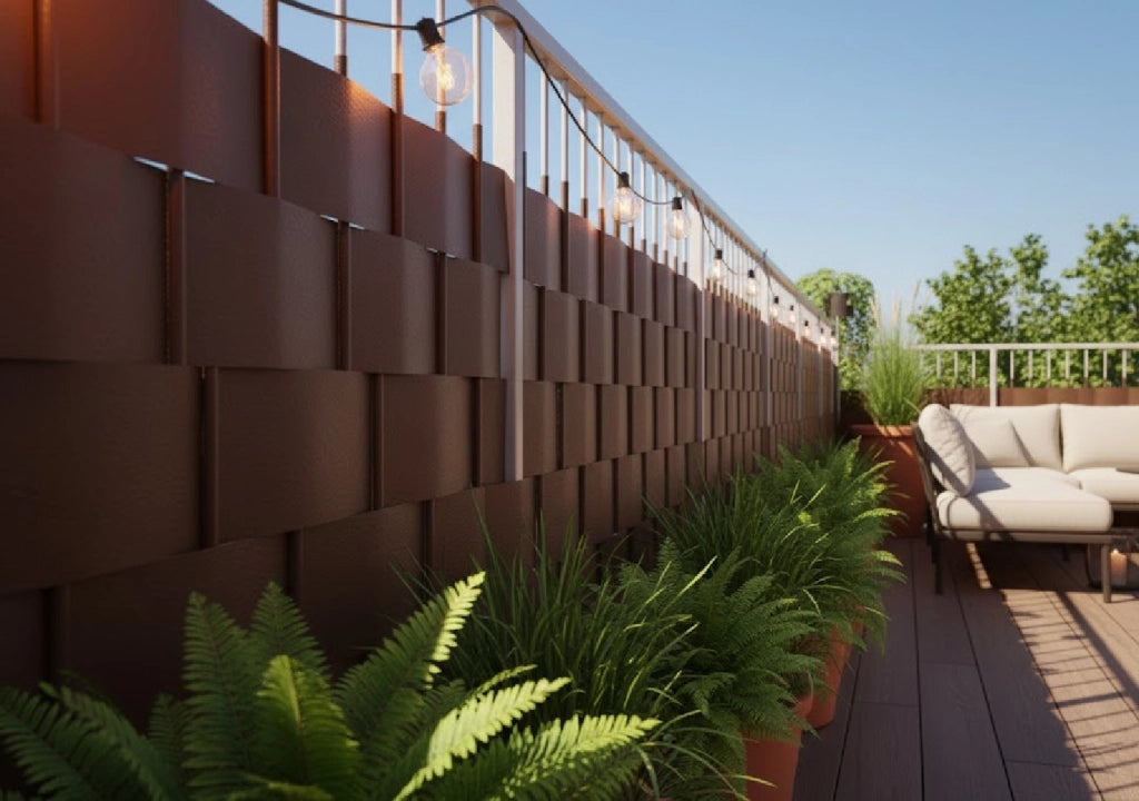 Striscia Banda Frangivista Fasce PVC Rotolo Schermo Privacy Recinzione Balcone Cancello - Marrone