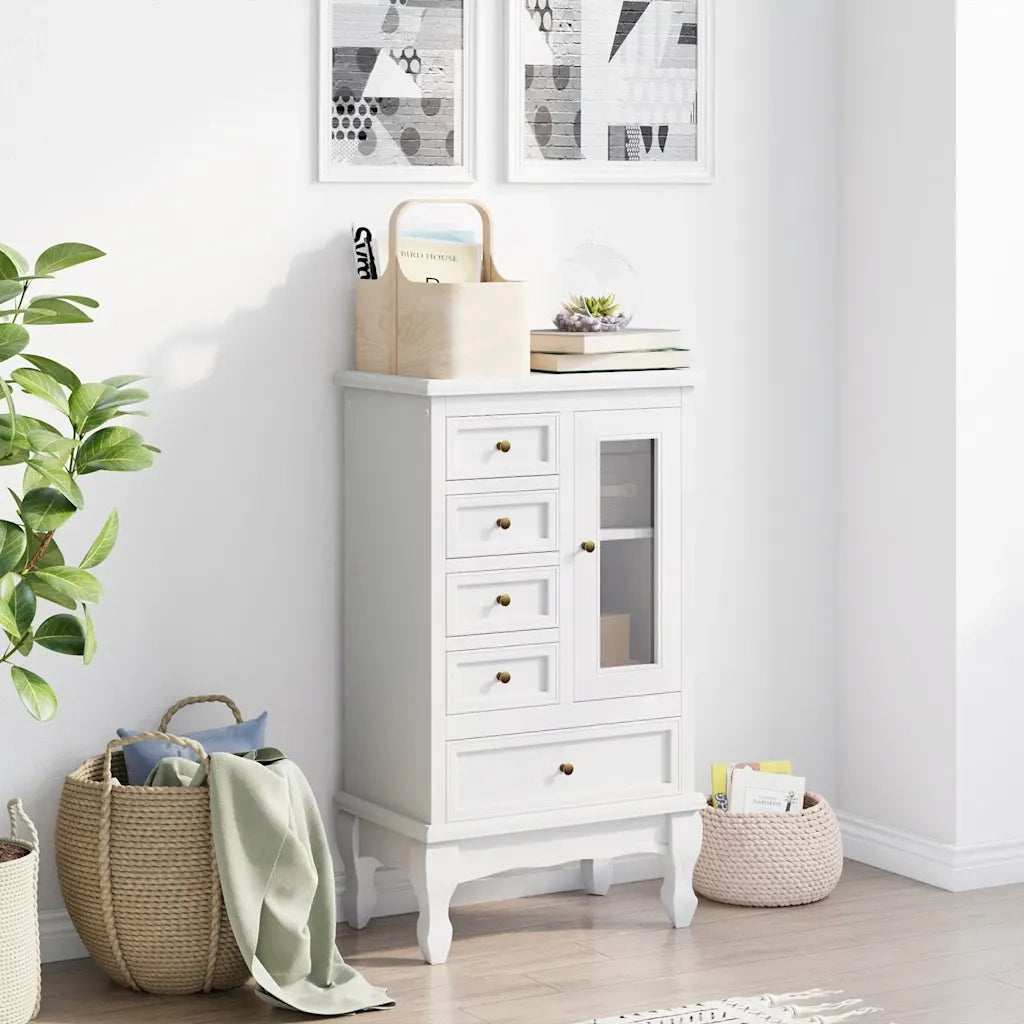 Armadietto con 5 Cassetti e 2 Ripiani Bianco CFW7294547