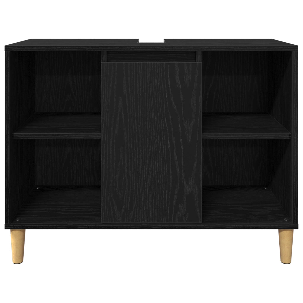 Set di Mobili da Bagno da 3 Pezzi  in Rovere Nero Legno Ingegnerizzato