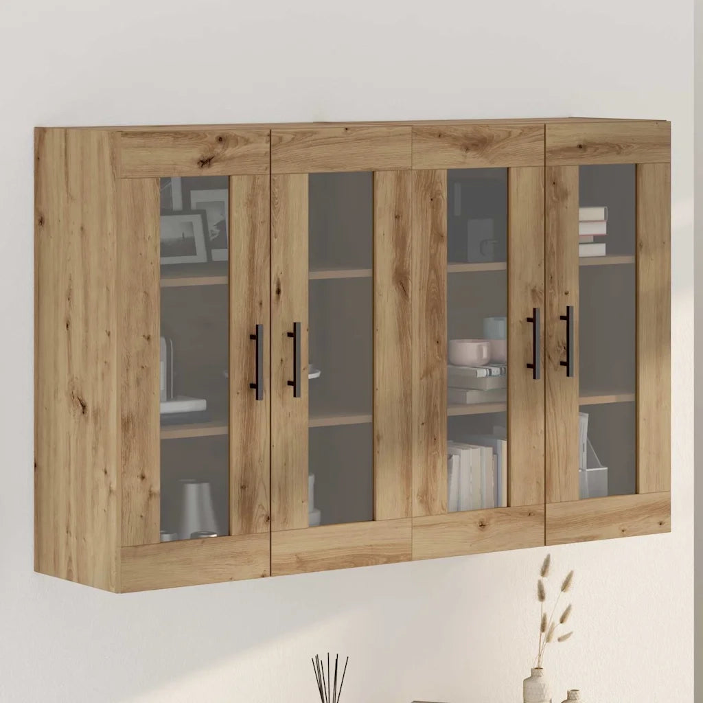 Armadi da Muro 2 pz Rovere Artisan e Nero 69,5 x 34 x 90 cm 3394567