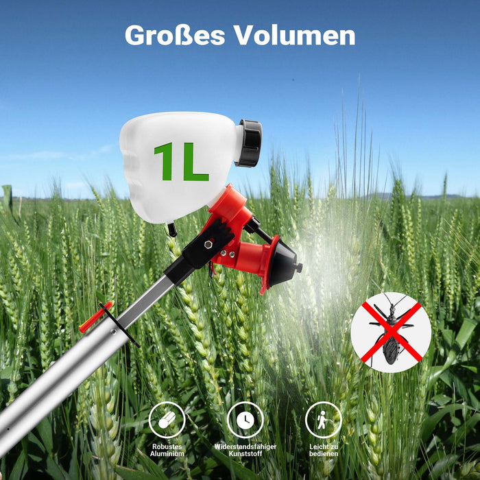 Spruzzatore da giardino a batteria ULVA+, irroratore 125 x 23 cm, con 3 ugelli 45-115 ml/min, irroratore per erbacce per giardini