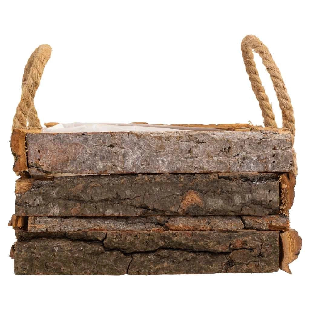 Cesto in legno con manici marroni 20x20x10h