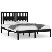 Letto matrimoniale | Letto per adulti | Giroletto Nero in Legno Massello di Pino 140x190 cm