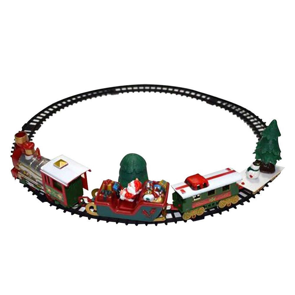 Trade Shop - Trenino Natalizio Con Slitta Di Babbo Natale A Batteria Decorazione Base Albero -