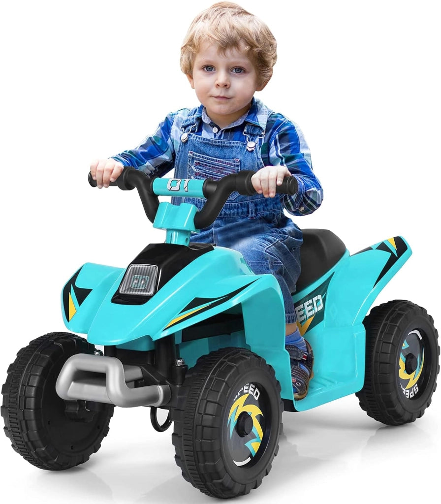 6V Quad Elettrico per Bambini, Mini Quad da Spiaggia con Funzione Avanti/Indietro, Velocità Massima 4,6 km/h, Regalo per Bambini 3 Anni+ (Blu)