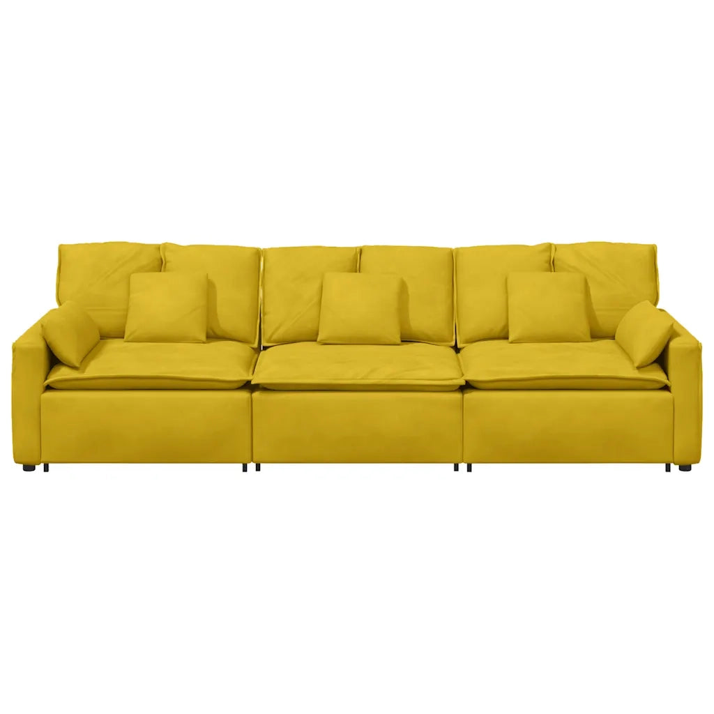 Divano Modulare con Cuscini Giallo 3321105