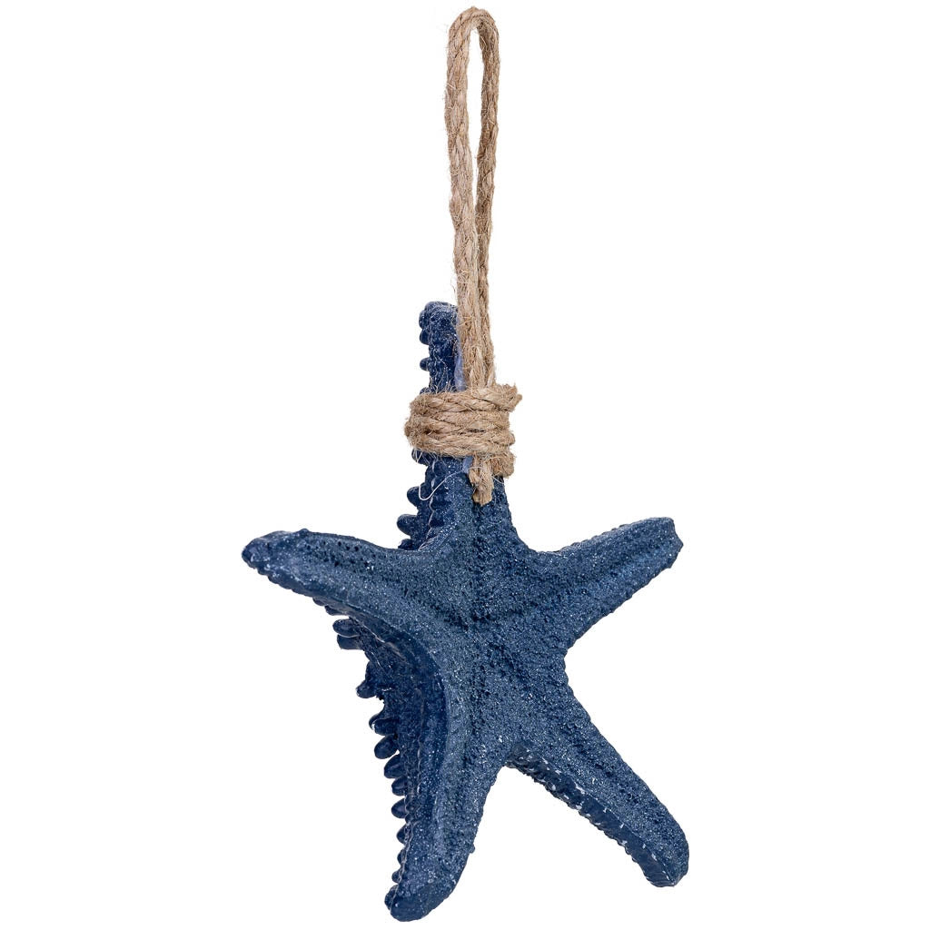 Decorazione a forma di stella da appendere in resina blu 17x6,5x25h cm