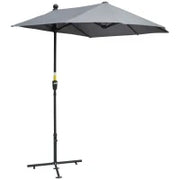 2 x 2 m Ombrellone a Mezzaluna per Balcone con Staffa Impermeabile per Giardini Terrazze Cortili 100% Poliestere Grigio Scuro