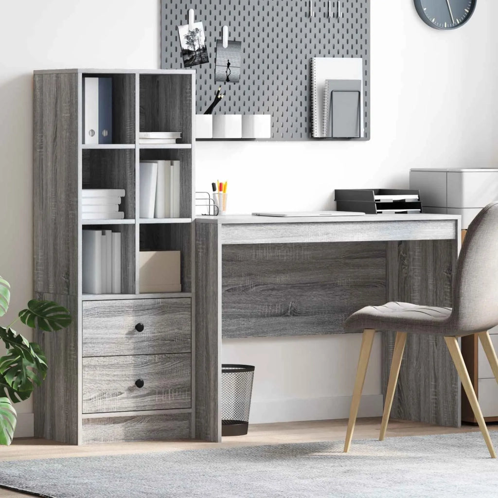 Scrivania con cassetto 2 pcs Grigio Sonoma 3337374