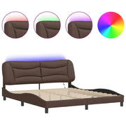 Letto matrimoniale | Letto per adulti | Giroletto con LED senza Materasso Hvar Marrone 180x200 cm
