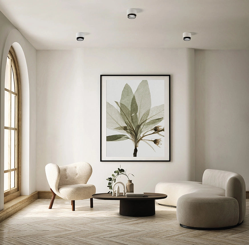 SYME lampada da Soffitto 1 Luce attacco GX53 Tonda Nero in gesso e alluminio d.9-11cm