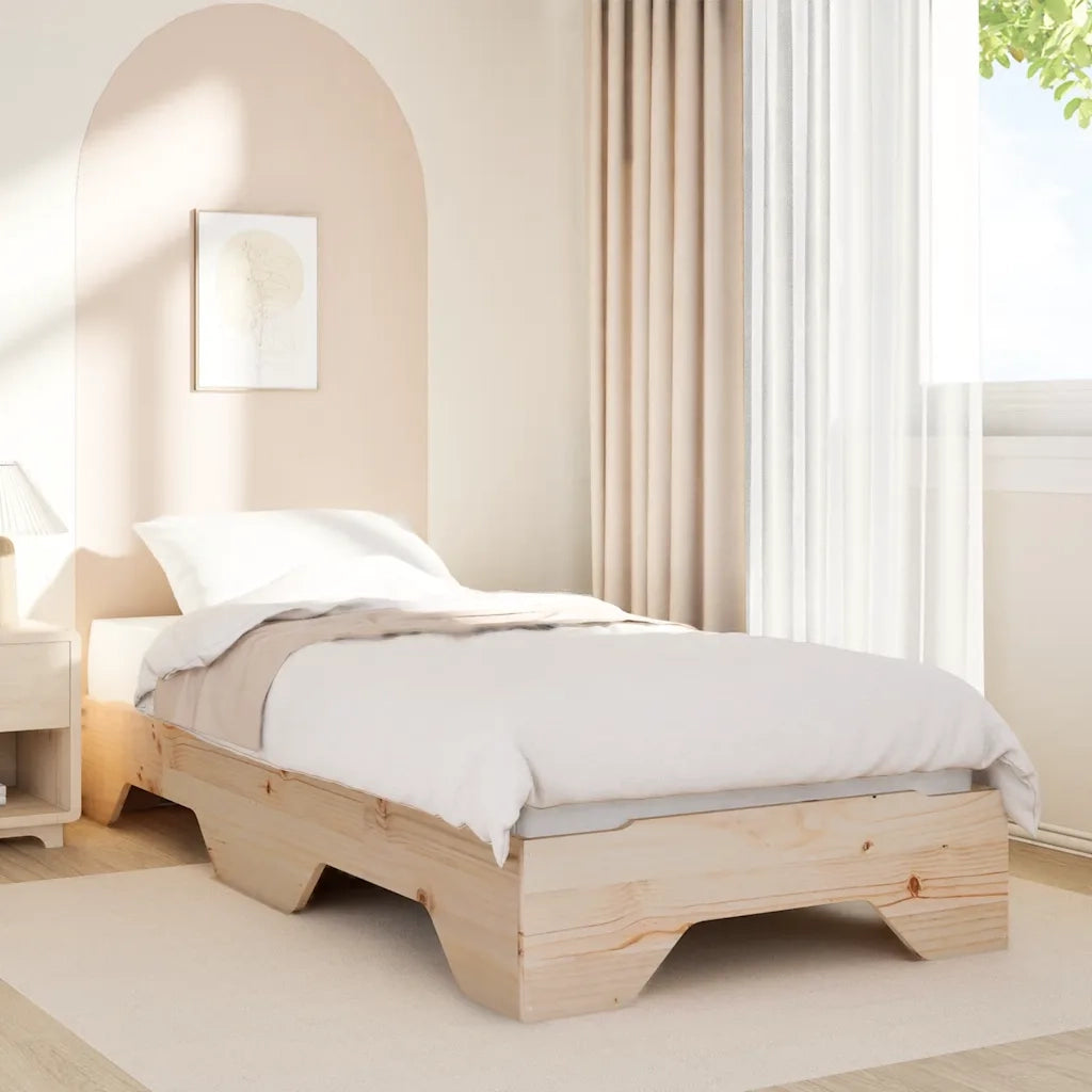 Giroletto senza Materasso Impilabile 75x190 cm Legno Massello 859211