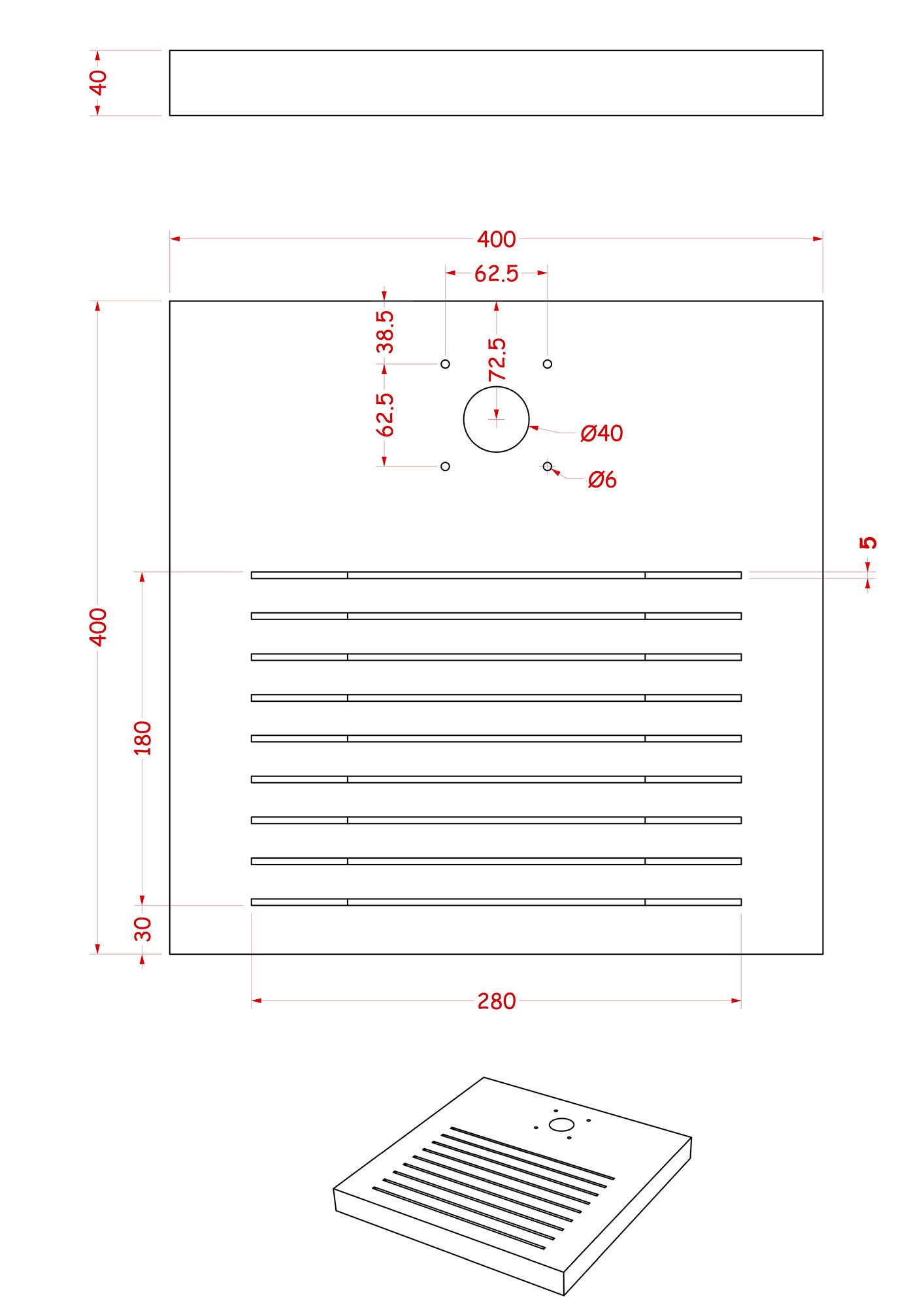 Base Quadrata 40x40x4 cm per Fontane con Ghiera Piccola in Cemento Belfer 42/BSE/8.T Tortora