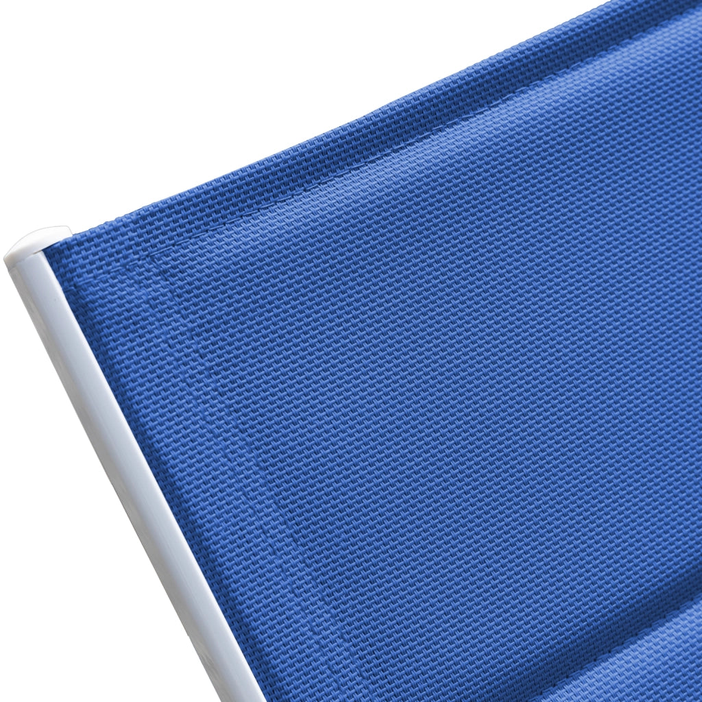 Set di 2 lettini BARBADOS in textilene blu eTavolino - alluminio bianco