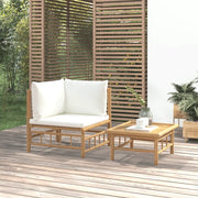 Salotto da Giardino-Set Salotto da Giardino 2pz con Cuscini Bianco Crema in Bamb¨´ 486200