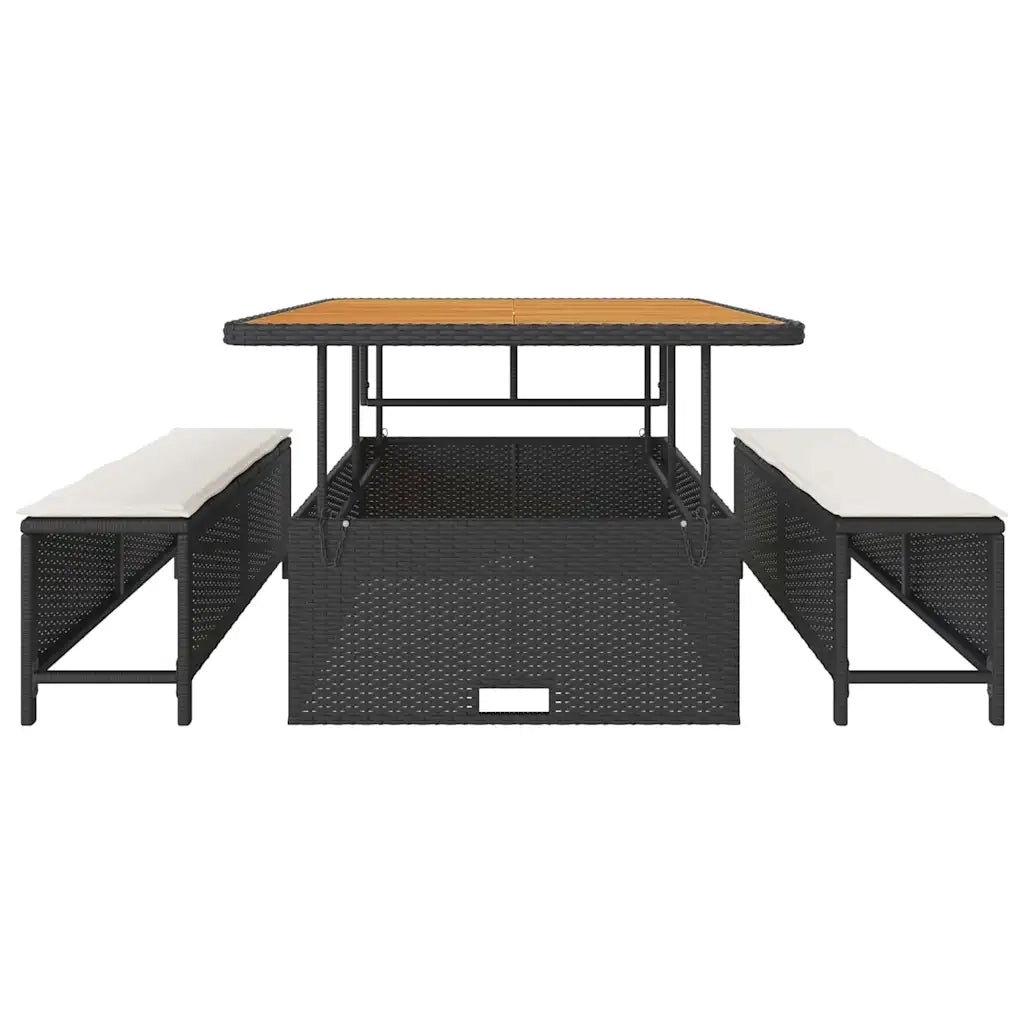 Set da Pranzo per Giardino Nero polyrattan 42007907