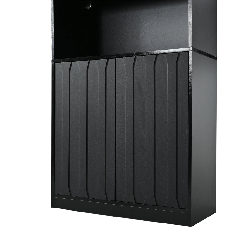 Vetrina 80x35x200 cm con LED Bluetooth in truciolare nero