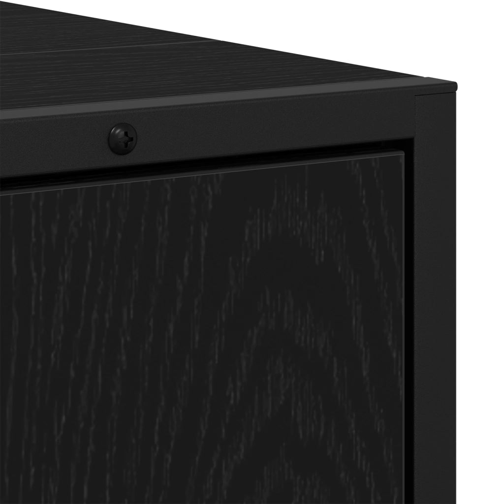 Set di mobili da bagno a 2 pezzi in legno ingegnerizzato nero e rovere