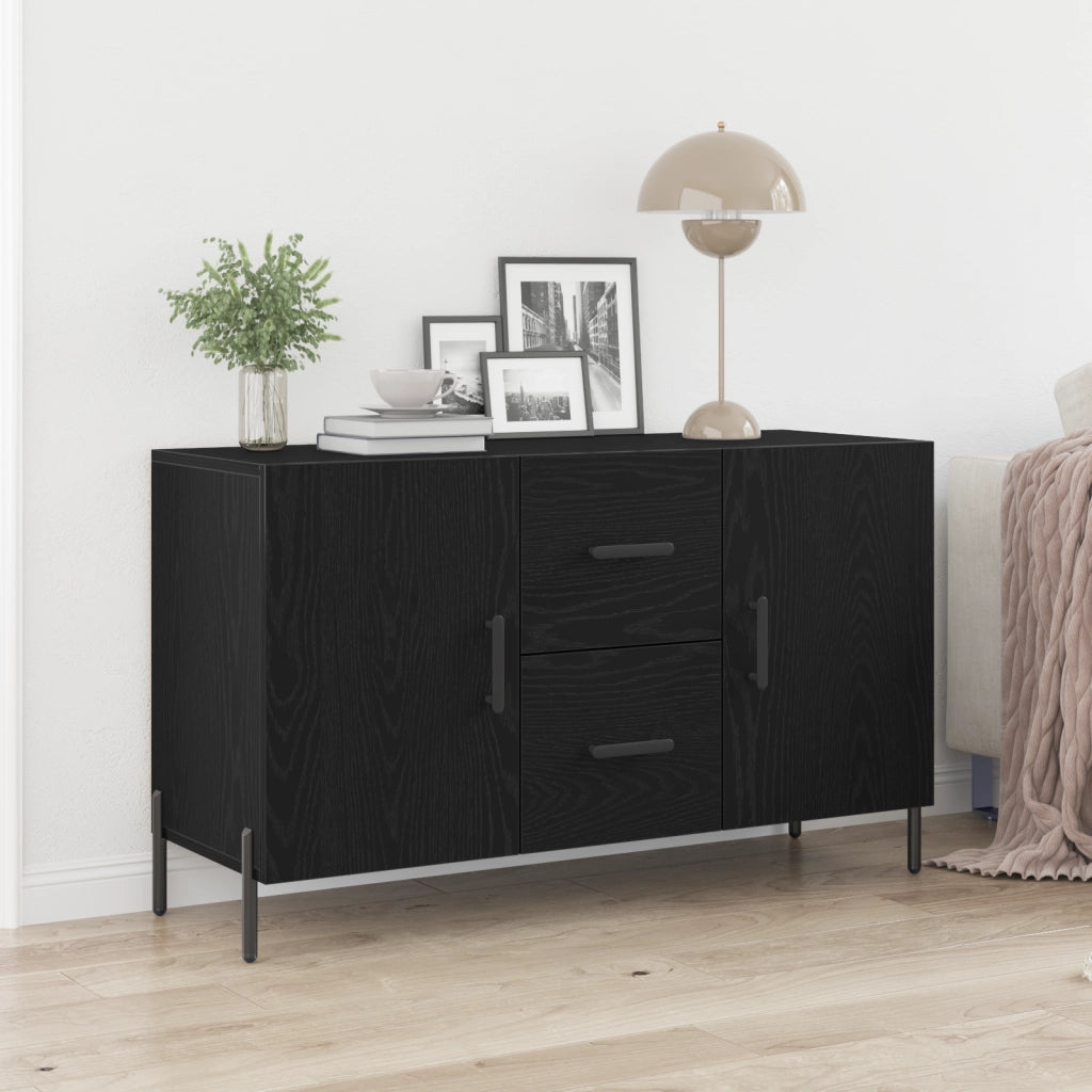 Sideboard  Nero Rovere 100x36x60 cm Legno ingegnerizzato
