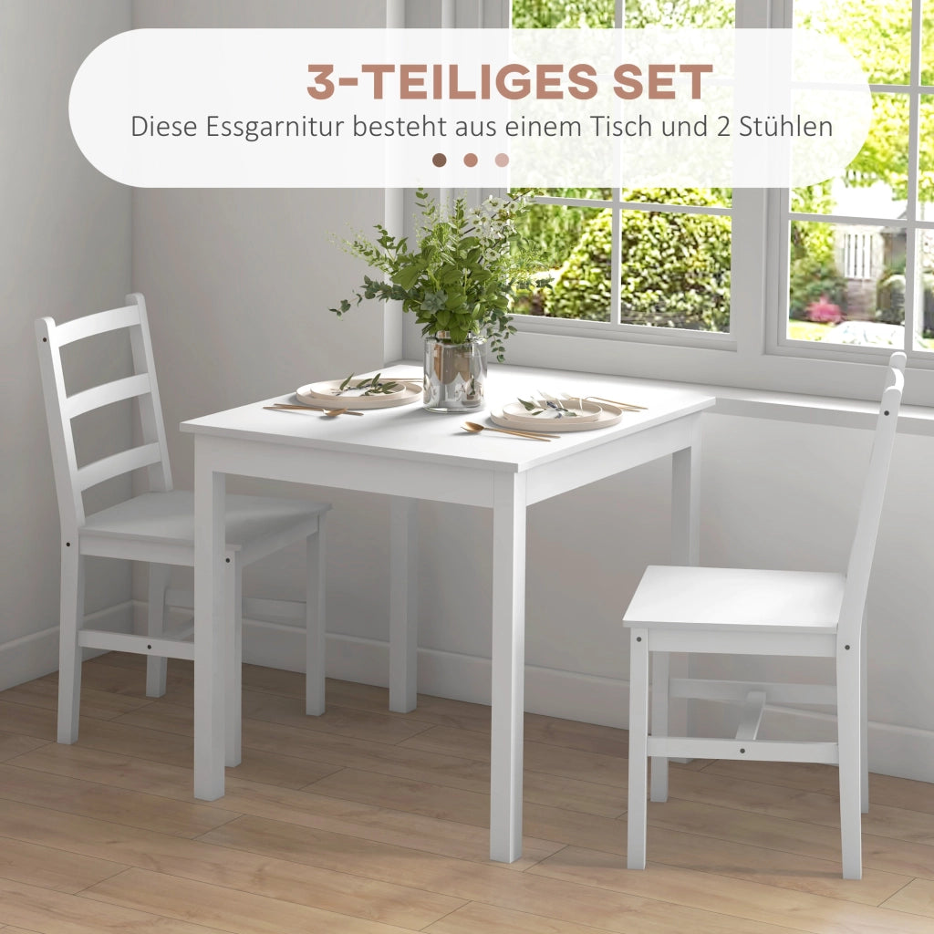 Tavolo da pranzo allungabile con sedie ¨C Minimal ¨C Legno massello bianco