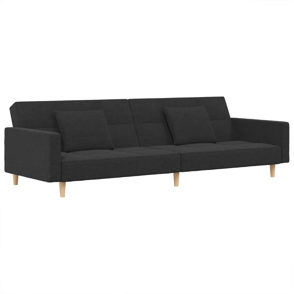 Divano Letto a 2 Posti con 2 Cuscini Grigio Scuro in Tessuto 375800