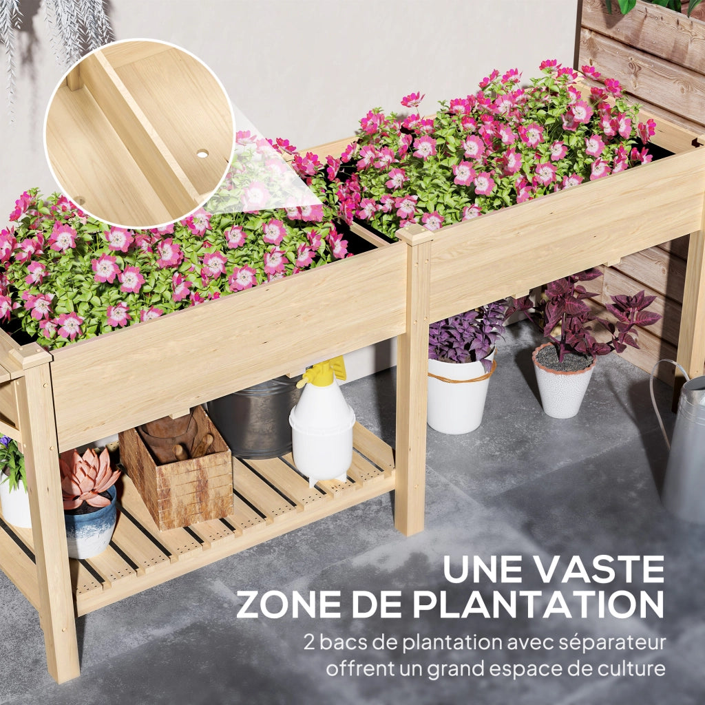 Fioriera da Giardino con Ripiano ¨C Zephmum ¨C Legno Naturale 207x59x78 cm
