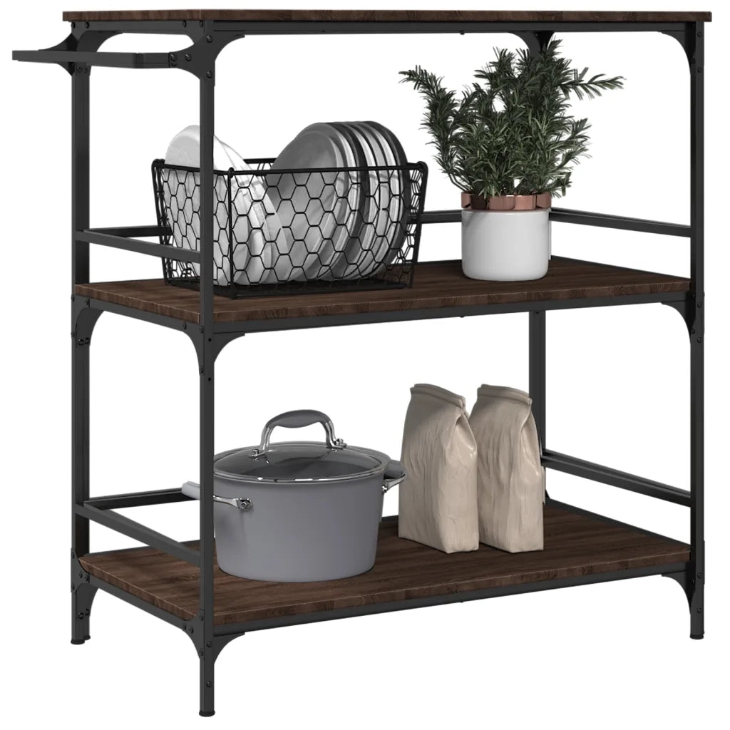 Carrello da Cucina-Scaffale per Cucina Rovere Marrone 100,5x50x105 cm