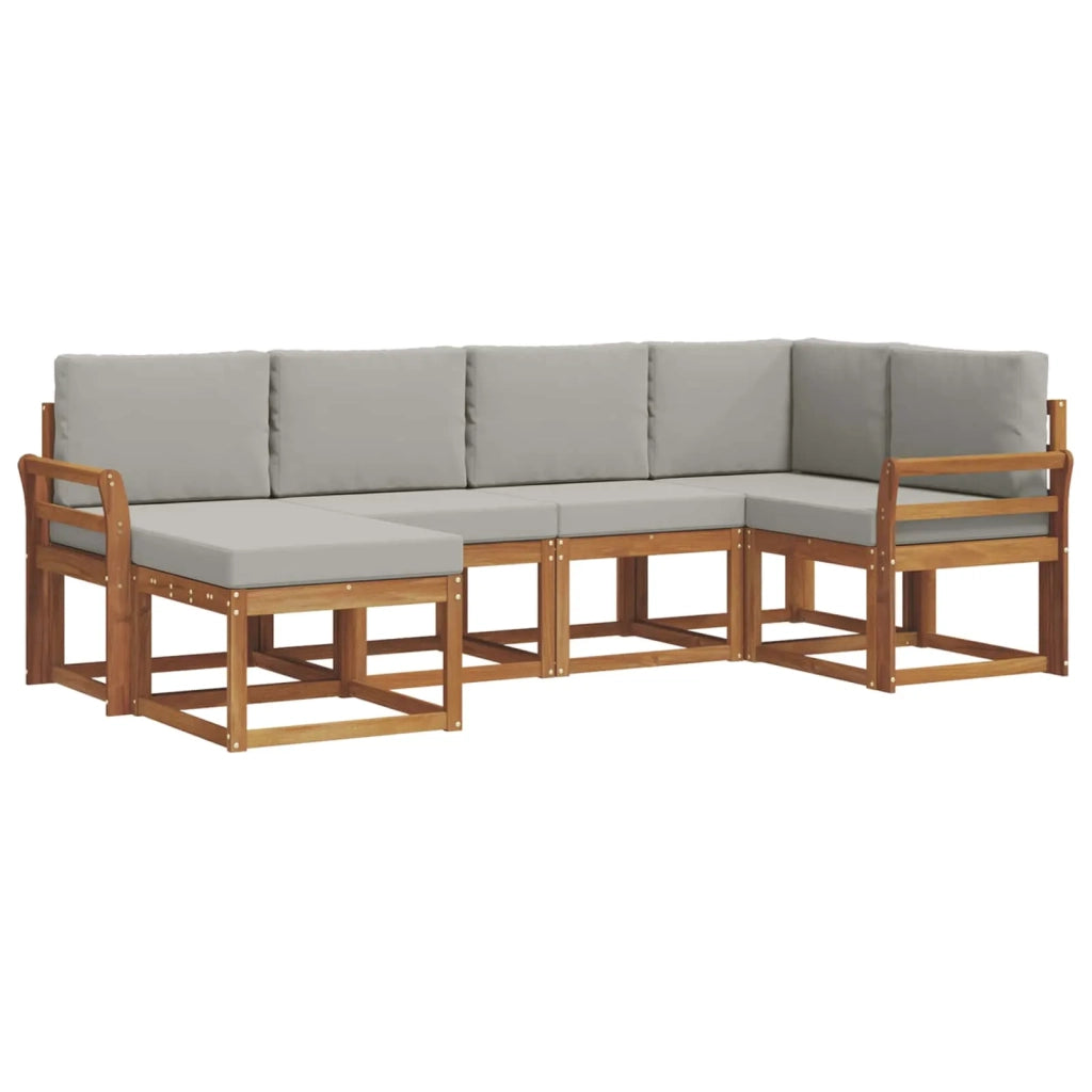 Set di divani da esterno 6 pcs Grigio Naturale e Chiaro