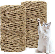 Sisal per paletti di gatto 8 mm, 2 pezzi 8 mm x 50 m corda di sisal naturale, corda per paletti di gatto, corda per gatti, corda per paletti, uso domestico, fai da te, giardino, decorazione (marrone 100 m)